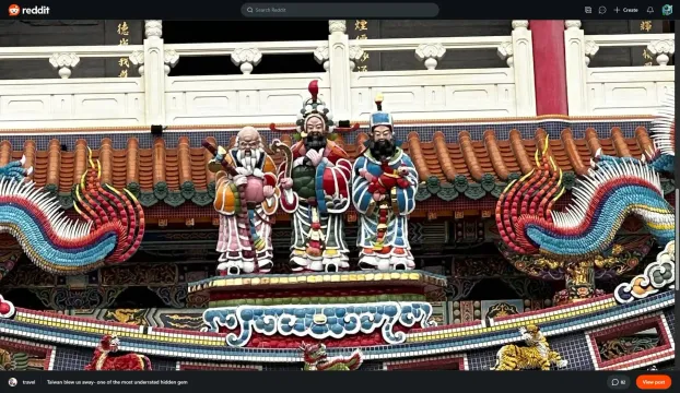 A Reddit photo of temple figures, zoomed in on the full-size original with the fine detail intact