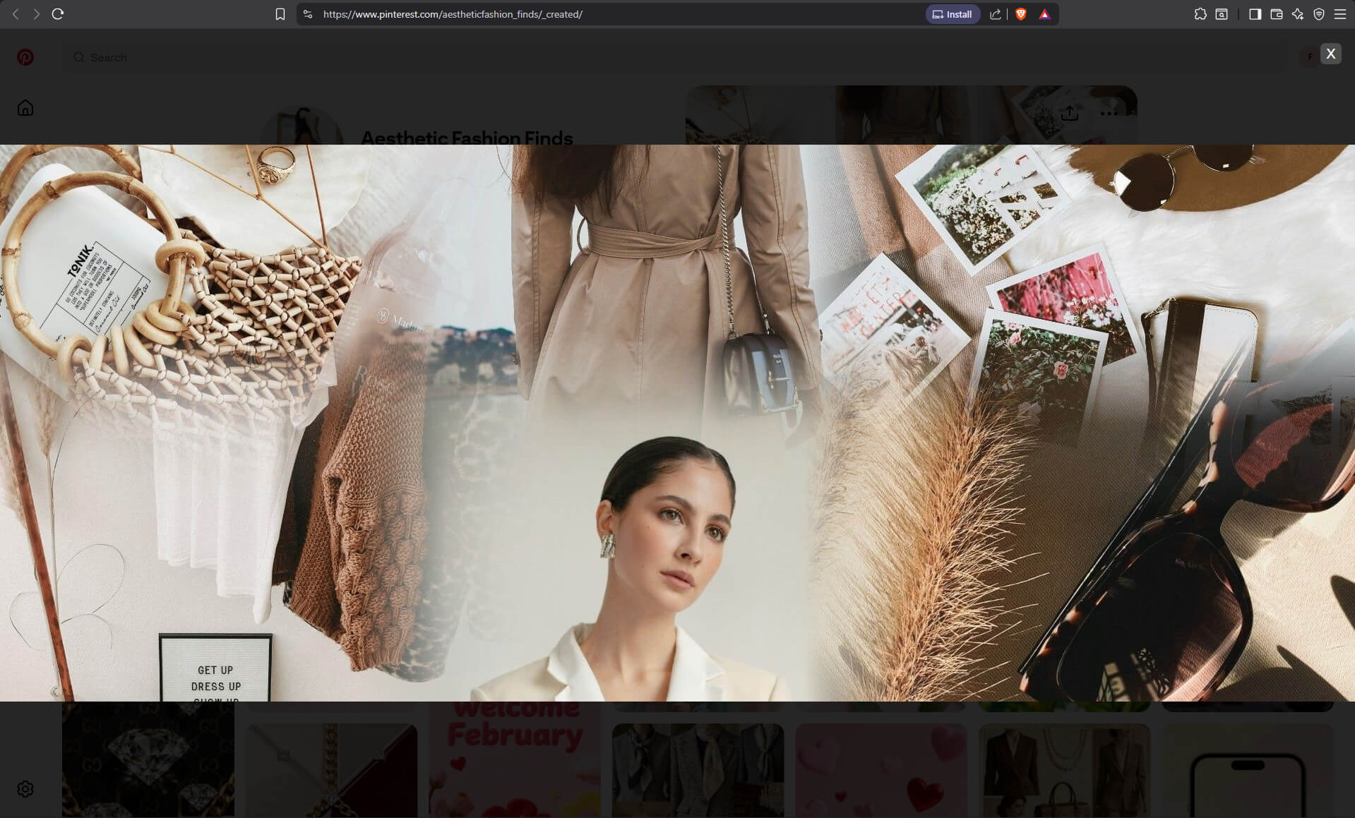 Full-size Pinterest profile banner displayed in overlay lightbox